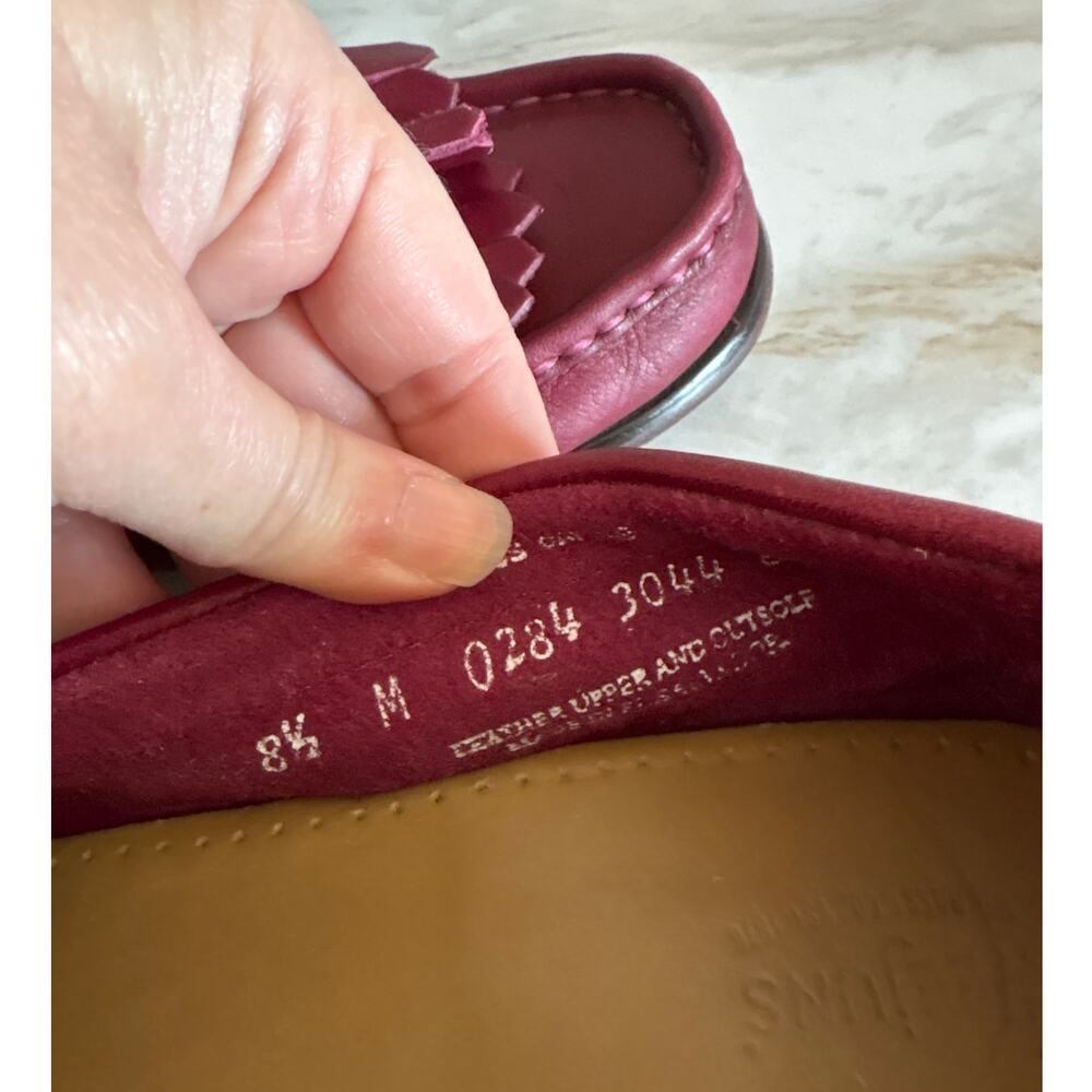 Bass Weejuns Carrie Burgundy Red Soft Leather Tassel Loafers 8 8.5 Medium - Picture 8 of 9